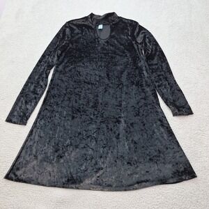 MFASIS Dress Womens Small Black Velour Mock Neck Keyhole Witchy‎ Goth